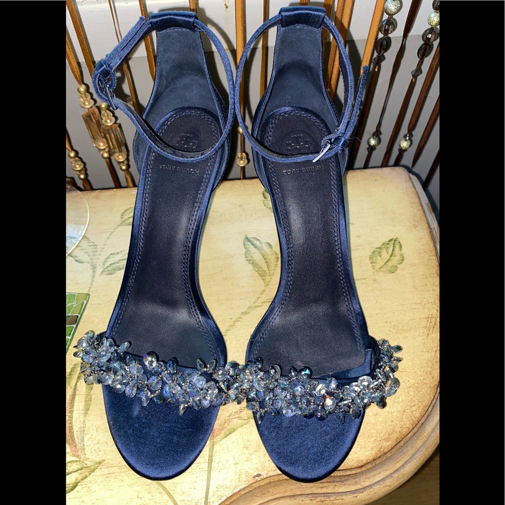 Tori Burch beaded satin high heel shoes